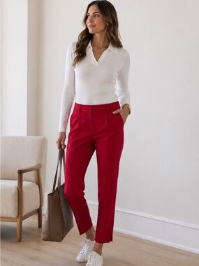 TORY SPORT Tech Twill Golf Pants Slim Ankle Carnation Red Sz 2